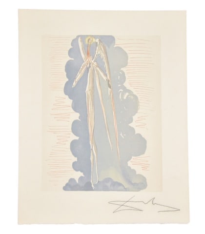 Salvador Dali Angel of the Seventh Sphere Woodcut: Salvadore Dali Signed Paradise 22 Angel of the Seventh Sphere Woodcut Print.Part of his series illustrating Dante's Divine Comedy.Measures 13 inches x 10.25 inches.