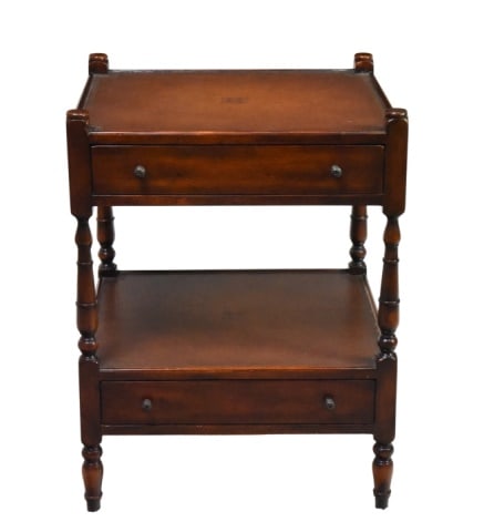 Regency Mahogany Two Tier Leather Top Side Table (1 of 6)