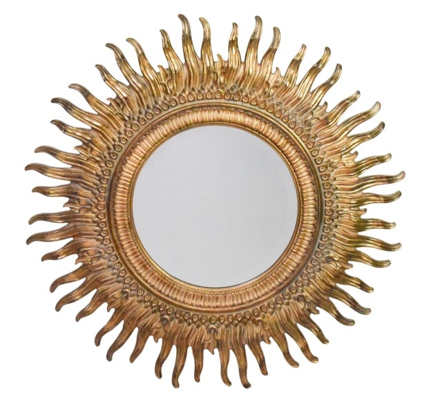 Carved Gilt Sunburst Mirror w/ Beveled Glass (1 of 6)