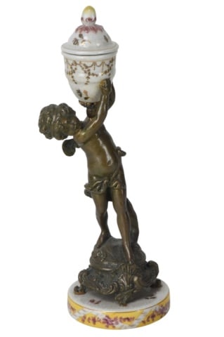French Signed Bronze & Porcelain Figural Sculpture (1 of 10)