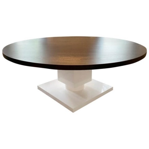 Wenge Lacquered Wood White Pedestal Dining Table (1 of 8)
