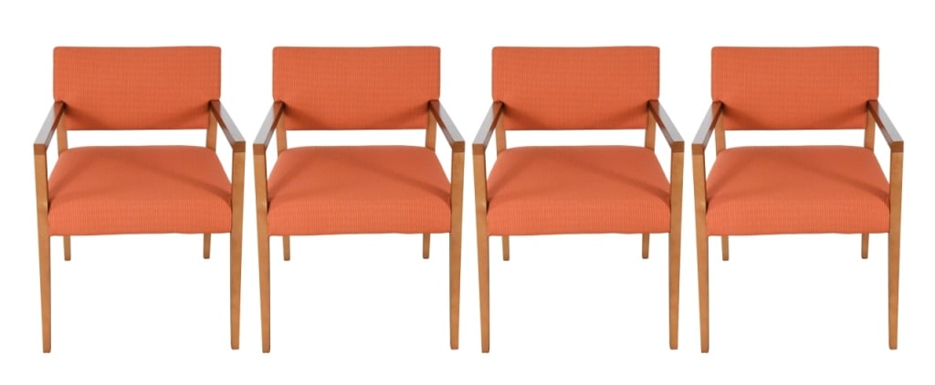 4 Gunlocke MC Walnut Upholstered Armchairs (1 of 13)