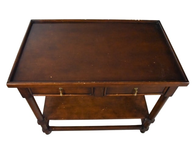 Vintage Solid Wood Two Tier Console Table - 2