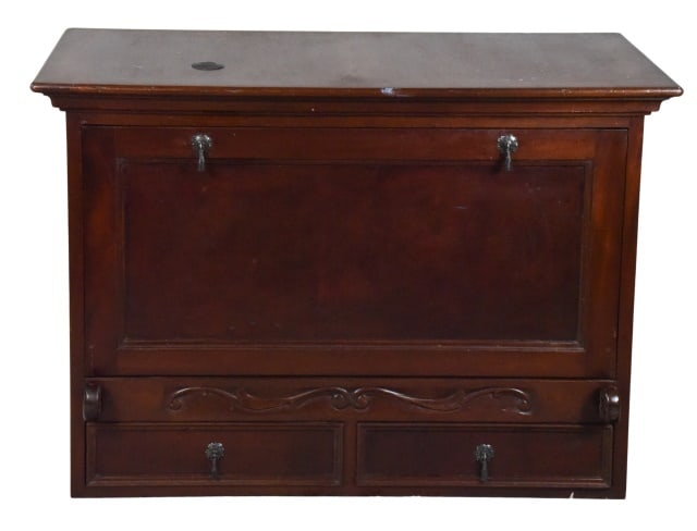 Traditional Style Mahogany Wine Bar Secretary: Traditional Style Mahogany Wine Bar Secretary Cabinet.Measures 33 inches x 47 inches x 21 inches.