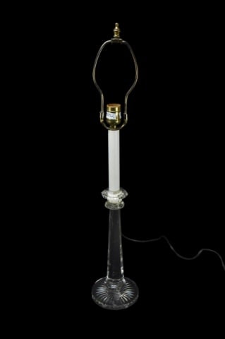 Antique Cut Crystal Column Form Table Lamp - 11