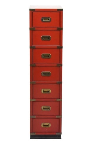 Vintage Red Campaign Style Chest with Brass (1 of 7)