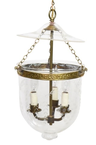 Etched Glass and Brass Bell Jar Lantern (1 of 7)