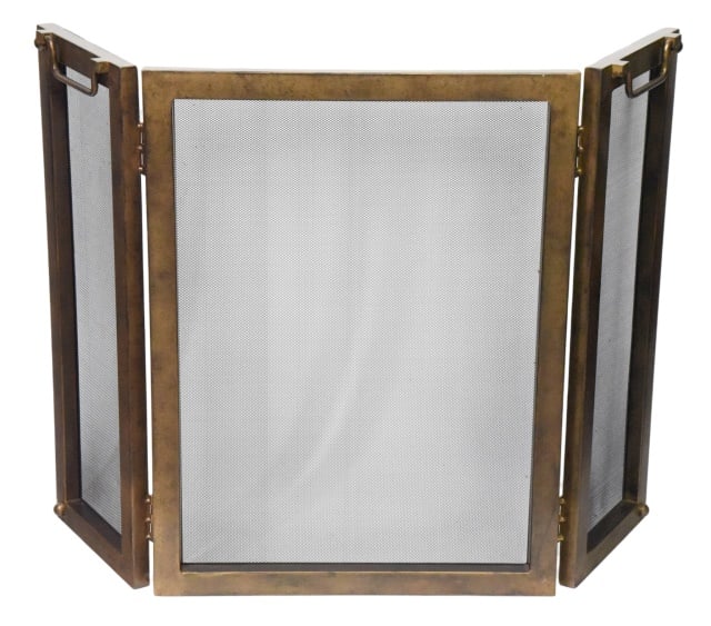 Art Deco Brass 3 Panel Fireplace Screen (1 of 7)
