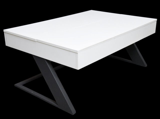 Contemporary Lift Top Z Shaped Leg Coffee Table: Contemporary Lift Top Z Shaped Leg Coffee Table.Measures 18 inches x 40.5 inches x 27.75 inches.
