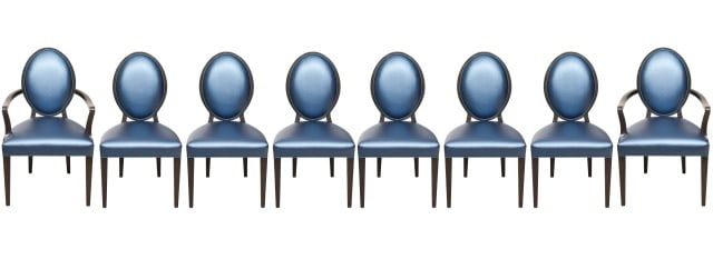8 Wenge Wood Biedermeier Upholstered Dining Chairs (1 of 17)