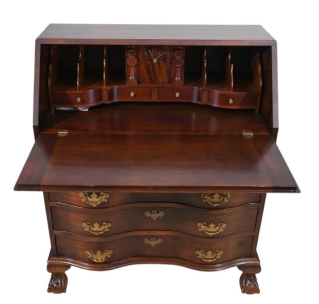 Antique Hand Carved Mahogany Slant Desk (1 of 14)