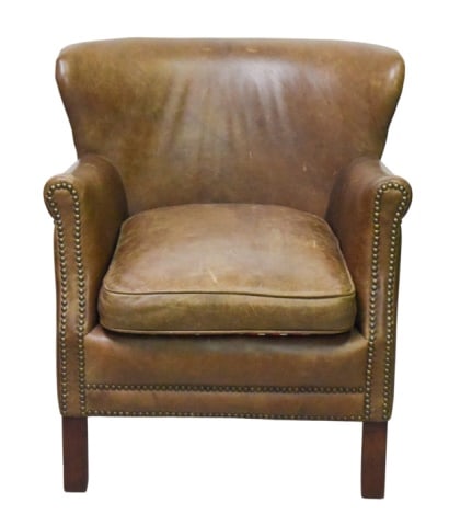 Leather Armchair w/ Reversible Kilim Seat Cushion (1 of 11)