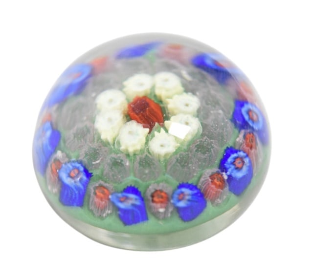 Vintage Glass Strathearn Millefiori Paperweight: Vintage Glass Strathearn Millefiori PaperweightMeasures approximately 1.5 inches in diameter and 1 inch thick.
