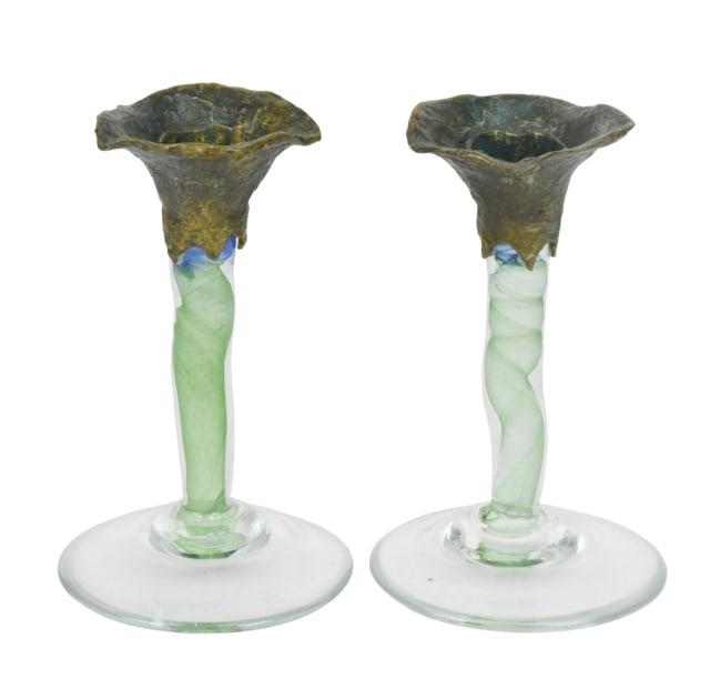 Chris Baker Salmon Signed Art Glass Candlestick (1 of 7)