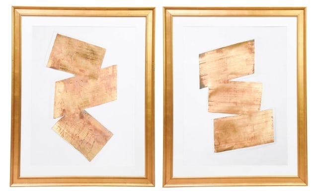 2 Golden Pace II Abstract Textile Collage Artwork (1 of 12)