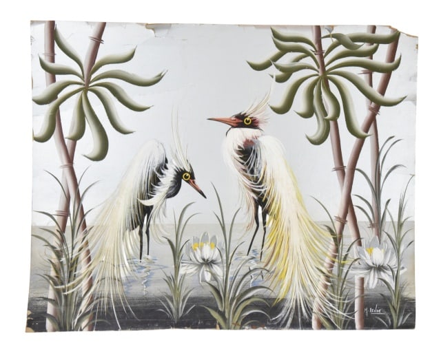 M. Devoe 2 Egrets Acrylic Painting On Board (1 of 8)