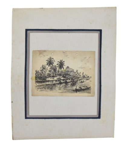 Ramkinkar Baij Pen and Ink Drawing: Ramkinkar Baij Pen and Ink Drawing.Art measures 6 inches x 8 inches.Any condition statement is given as a courtesy to a client, is only an opinion and should not be treated as statement of fact. All s