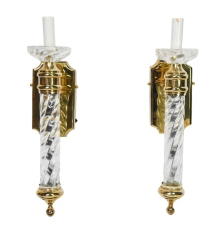 Pair Beth Weissman Brass Glass Wall Sconces (1 of 16)