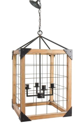 Currey & Co. Organic Modern Eufaula Chandelier: Currey & Co. Organic Modern Wood and Iron Eufaula 4 Light Chandelier.Measures 35 inches x 20.5 inches x 20.5 inches.Chain adds 32 inches in length.