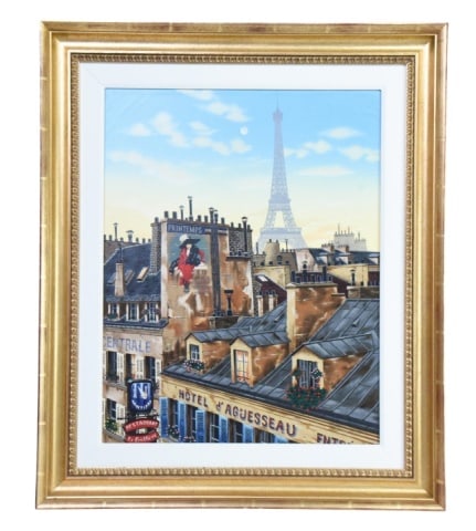 Luidmila Kondakova's Paris Morning Serigraph: Hand Signed and Numbered Limited Edition Luidmila Kondakova's Paris Morning (From the Rooftops of Paris Suite) Serigraph on Canvas 135/200.Frame measures 33.5 inches x 28.25 inches.Art measures 25 inc
