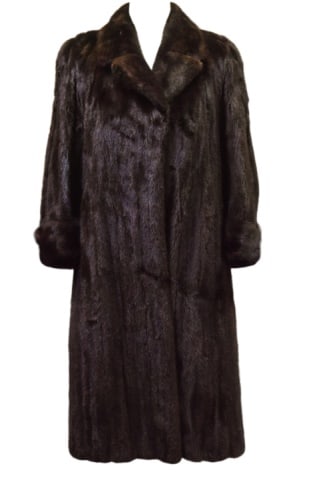 Vintage H. Goodman Full Lenght Mink Coat: Vintage H. Goodman Full Lenght Mink Coat.45 inches in length, 18 inches in shoulder width & 20 inches in sleeve length.