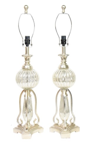 Pair Vintage Molded Lobed Globes Glass Table Lamps: Pair Vintage Molded Lobed Globes Mercury Style Glass Table Lamps.Measure 35 inches x 8 inches in diameter.