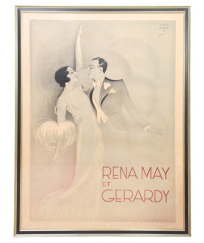 Vintage Rena May et Gerardy Poster: Vintage Rena May et Gerardy PosterFrame measures 66.5 inches x 50.75 inches.Poster measures 62 inches x 46 inches. Includes original purchase receipt.
