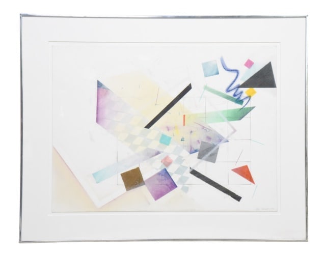 Signed Amy Seissler Mixed Media Drawing Collage: Signed Amy Seissler Mixed Media Geometric Abstract, Drawing Collage. Frame measures 30 inches x 38 inches.Art measures 22 inches x 30 inches.