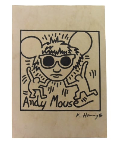 Keith Haring "Andy Mouse" 1985 Drawing on Paper (1 of 13)