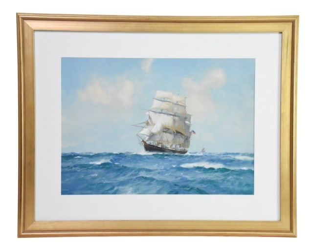 Hugh Knollys Cutty Sark Clipper Ship Giclee Print9: Hugh Knollys Cutty Sark Clipper Ship Giclee Print.Framed underglass.Framed measures 23 inches x 30 inches.