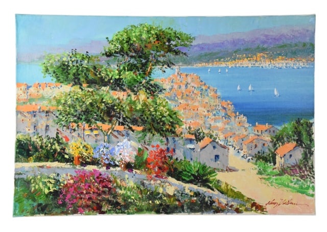 Kerry Hallam Signed Painting Terrace Promenade