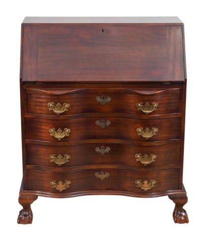 Antique Hand Carved Mahogany Slant Desk: Antique Hand Carved Mahogany Slant Desk.Measures 39 inches x 32 inches x 16 inches.
