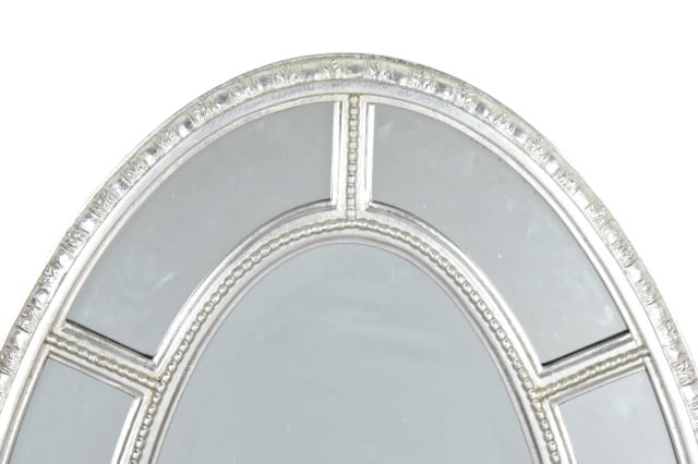 Oval Wall Mirror Featuring Window Pane Design - 2