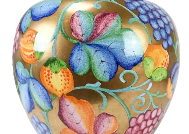 Decorative Painted Ceramic Lidded Ginger Jar - 3
