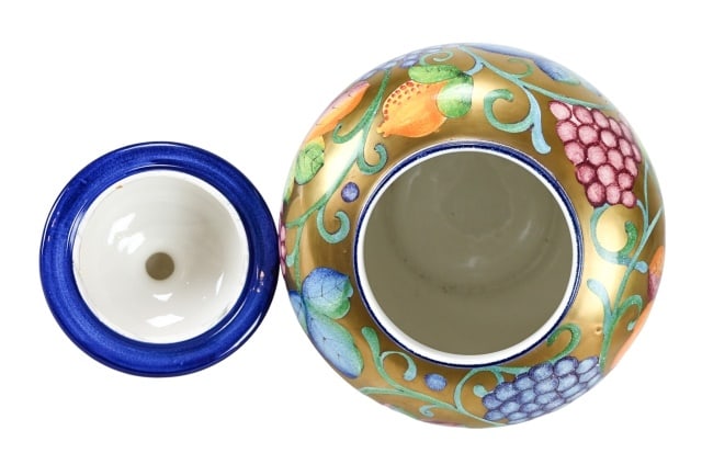 Decorative Painted Ceramic Lidded Ginger Jar - 5