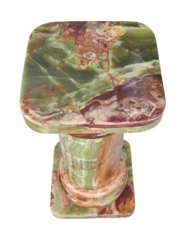 Pair Roman Style Green And Brown Onyx Pedestal - 3