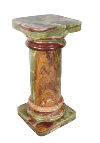 Pair Roman Style Green And Brown Onyx Pedestal - 4