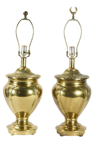 Pair Art Deco Style Brass Table Lamps (1 of 6)