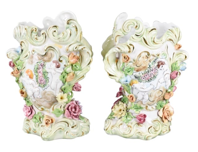 Pair Italian Capodimonte Hand Painted Porcelain (1 of 8)