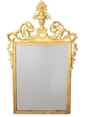 Antique French Rococo Style Carved Gilt Mirror: Antique French Rococo Style Carved Gilt Mirror. Needs minor repair. Sold as is.Measures 50 inches x 30 inches x1 inch.