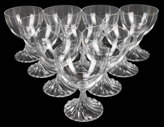 10 Lalique France Crystal Rambouillet Wine Glasses (1 of 12)