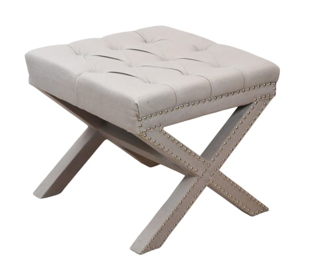 Louis Grey Linen X Leg Style Ottoman