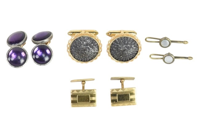 4 Pairs Vintage Krementz Art Deco Cufflinks (1 of 6)