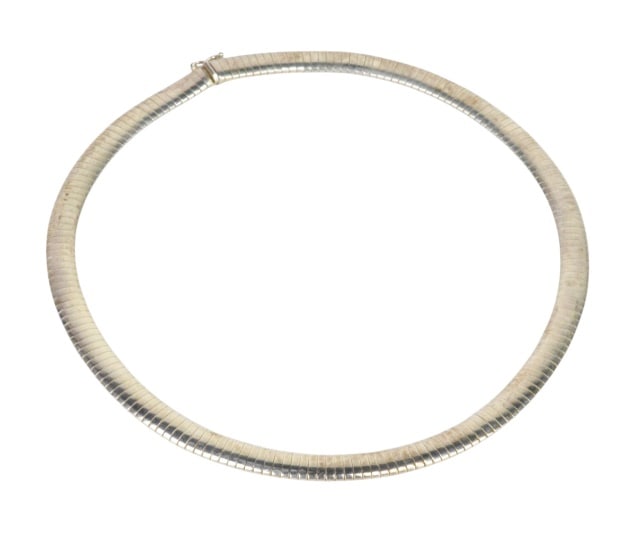 Italian Sterling Silver Omega Style Necklace: Italian Sterling Silver Omega Style Necklace.Measures 16 inches long.