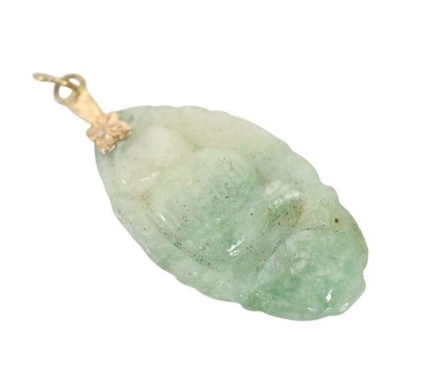 Vintage Carved Jadeite Buddha Figure Pendant