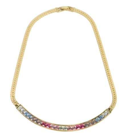 Vintage Givenchy Rainbow Ombre Crystal Necklace