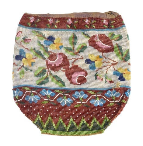 Antique Beaded Reticule Bag: Antique Beaded Reticule BagMeasures 7 inches x 6 inches in diameter.