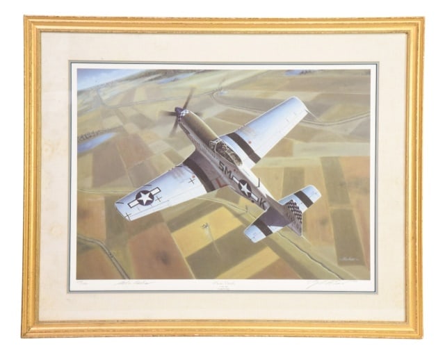 Mike Machat "Photo Finish" Limited Edition Litho: Aviation Art by Mike Machat "Photo Finish" Limited Edition Lithograph. Signed and Numbered 393/1000.Framed measures 24.5 inches x 29.5 inches, art 17 inches x 22.5 inches.Matting on frame shows age an