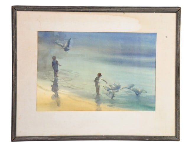 Marie Callahan Children & Duck Watercolor Painting (1 of 10)