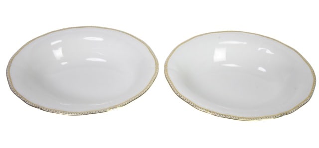 2 Wedgwood Crown Gold Oval Vegetable Bowls: 2 Wedgwood Bone China Crown Gold Oval Vegetable Bowls.Measures 2 inches x 9.75 inches x 8 inches.